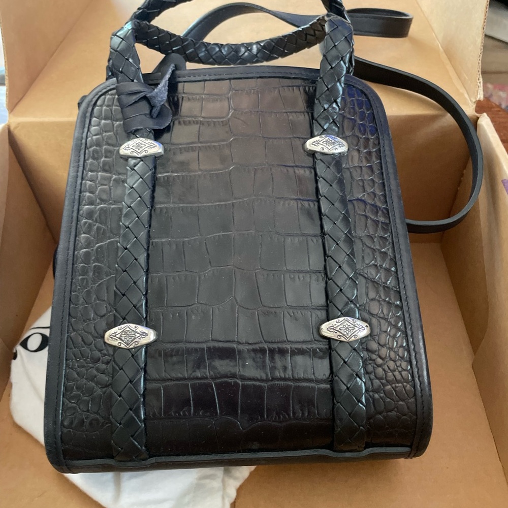 Brighton Black Croc-Embossed Crossbody Bag